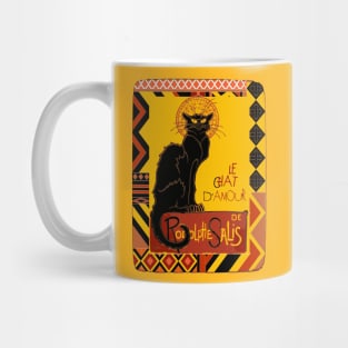 Le Chat Noir D'Amour With Ethnic Border Mug